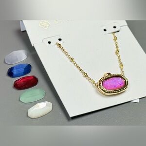 Kendra Scott Elisa Gold Locket in Purple Kyocera Opal w/5 extra stones.
